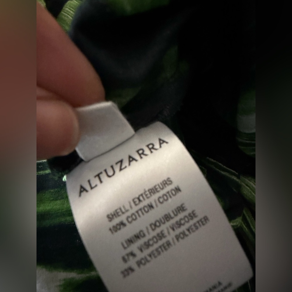 Altuzarra Cotton Lily Green and Black Patterned Designer Dress NWT - Picture 7 of 12